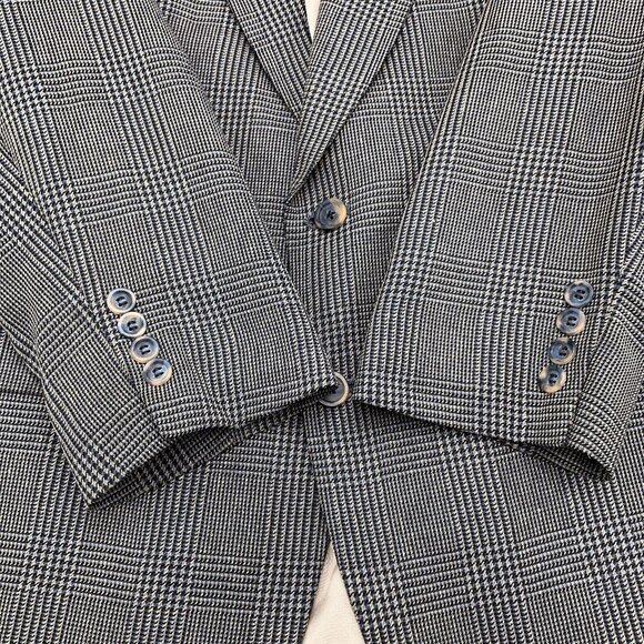 Hart Schaffner Marx Blazer Men 42R Blue Prince Edward Plaid Classic Jacket VTG - Picture 3 of 14